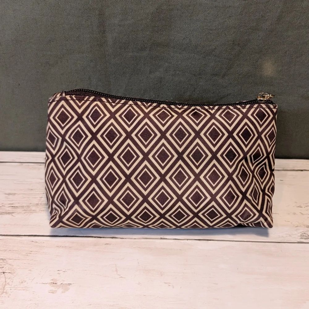 Vintage Estée Lauder Geometric Patterned Cosmetic Bag, Zippered Makeup Pouch - Picture 4 of 11